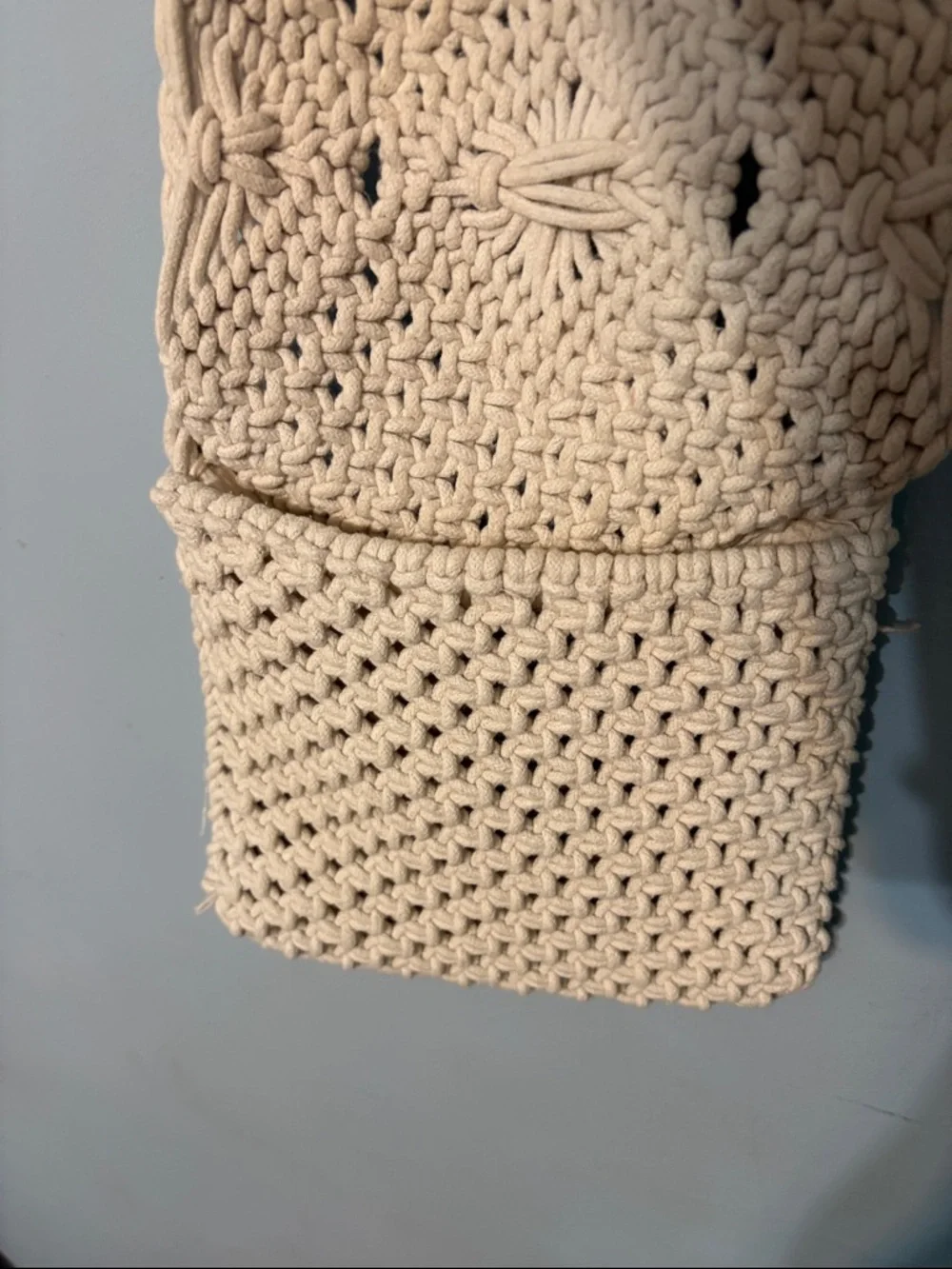Tommy Bahama bohemian hippie Prarie Handcrafted Cream Macramé Crossbody Bag